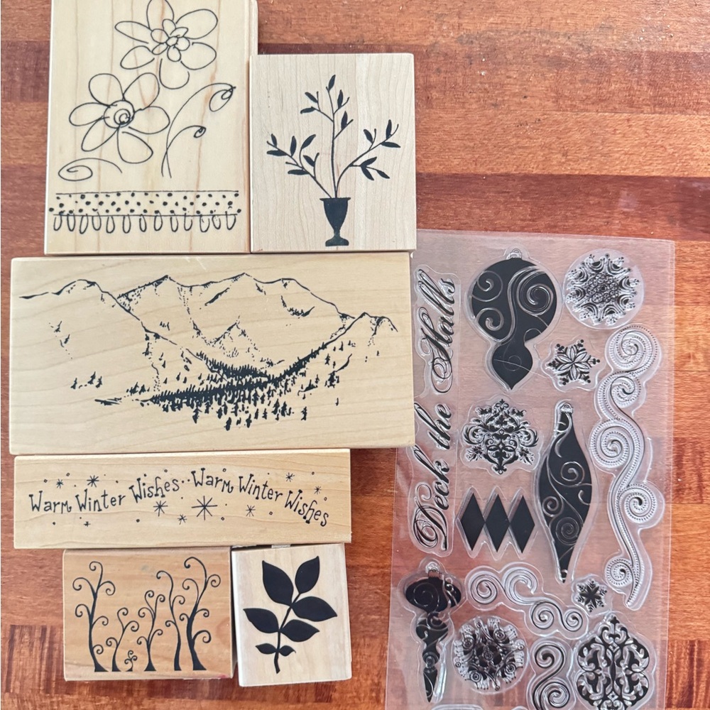 Decorative Wooden Stamp Set - Black and Tan
